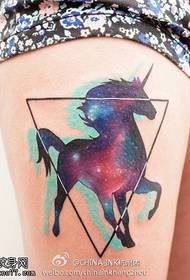 Leg color starry horse tattoo pattern