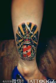 I-leg color yesikole se-llightouse tattoo isithombe