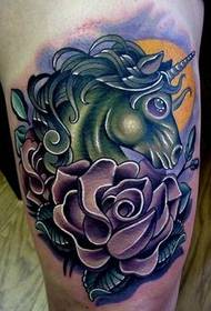 Beautiful and beautiful unicorn tattoo on the leg