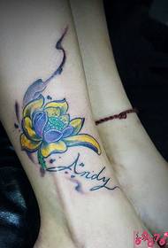 Nilkan sininen lotus tatuointi kuva