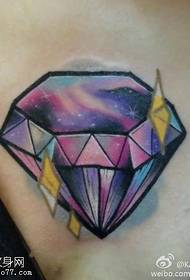 Motivo tatuaggio diamante stellato colorato