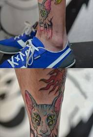 Личност творчески котешка телета доминиращи снимки на татуировки