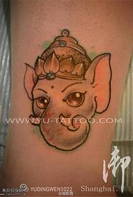 Padrão de tatuagem de elefante de cor dos desenhos animados de perna