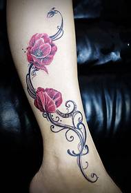 Image de tatouage de veau de fleur de tige de fleur