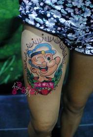 Popeye fashion thigh tattoo picture