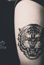 Нога лижење тигар главата тетоважа шема
