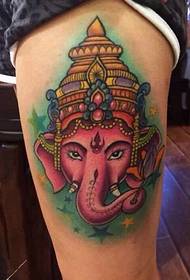Kojų klasikinės mados spalvos dramblio dievo tatuiruotės paveikslėlio nuotrauka