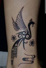 Fermoso Phoenix Totem Tattoo Imaxe para as pernas das nenas