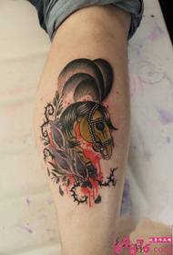 Personality zombie horse calf tattoo picture