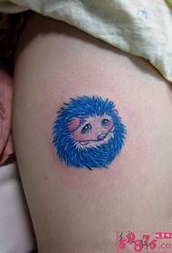 ຮູບ tattoo tattoo hedgehog ຂະຫນາດນ້ອຍສີຟ້າງາມ