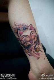 Glimlachend schattig kat hoofd tattoo patroon