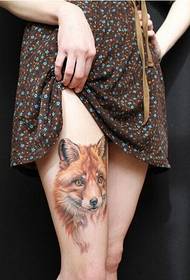 ຂາຂາສີຜູ້ຍິງ Sexy ຮູບສີ tattoo fox