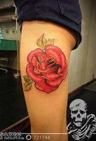 Leg color rose tattoo picture
