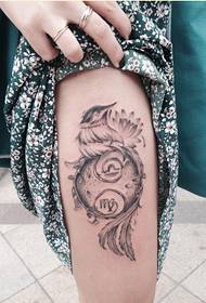 Personality female legs fashion pretty constellation tattoo pattern pictures