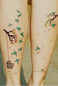 Girls legs beautiful fresh group birds flying figure tattoo pictures