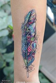 I-leg color feather tattoo picture