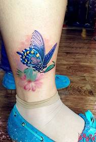 Ankle color style small butterfly tattoo picture