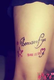 Thigh personality text tattoo picture