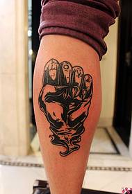 Immagine del tatuaggio del polpaccio di personalità del pugno del vento di schizzo