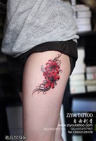 Pernas femininas colorido padrão de tatuagem de flor