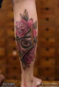 Μεγάλο τριαντάφυλλο θεού μοτίβο τατουάζ ματιών
