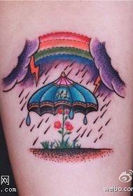 Imagen de tatuaje de paraguas pequeño de color de pierna