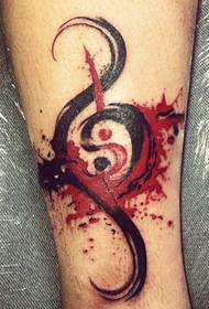 Modello di tatuaggio con note personalizzate di colore delle gambe