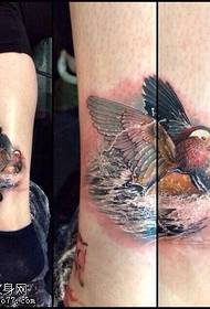Узорак тетоваже лубање у боји ногу