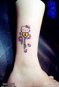 Barva nog Kitty cat key tattoo pattern