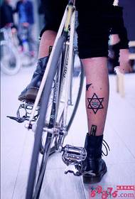 Hexagonal nyota shank ubunifu picha ya tattoo