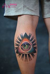 Imagen personalizada del tatuaje de la pantorrilla ojo triángulo