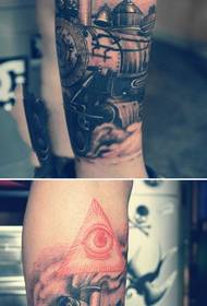 Foto tatuaggio tatuaggio testa di treno retrò