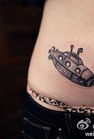 Taille klein schattig onderzeeër tattoo patroon