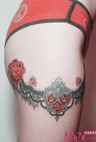 Sexy lace thigh tattoo pikicha