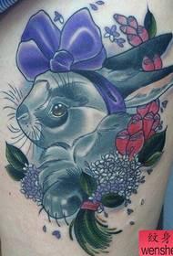 Tattoo show, recommend a woman's leg rabbit tattoo work