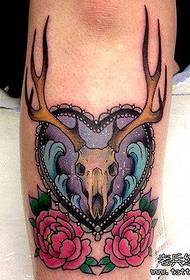 Leg color love antelope rose tattoo tattoo works