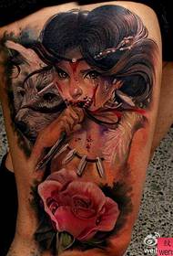 U ritrattu di mostra di u tatuatu hà cunsigliatu un mudellu di tatuatu di ragazza pupulare europea è americana