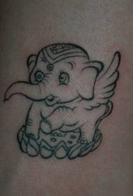 Model de tatuaj cu elefant de picior drăguț pentru fete