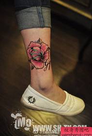 New school rose tattoo pattern for girls' legs