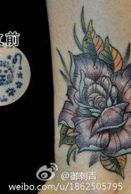 Flickor kalv populära vackra ros tatuering mönster