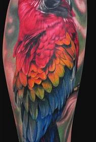 Roinntear an tatú tattoo parrot dath craoibhe ag an halla tatú