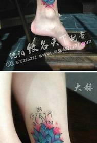 Убави нозе популарна шема за тетоважа на лотос поп-боја