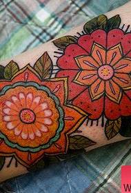 Bela malnova lernejo flora tatuaje ŝablono por knabinoj kruroj