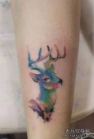 Good-looking legs starry sky deer tattoo pattern