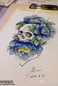 Цвет черепа пион татуировка рукописное изображение