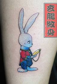 Dziewczyna ulubiona noga kreskówka królik wzór tatuażu