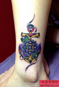 Beautiful old school anchor tattoo pattern for girls legs