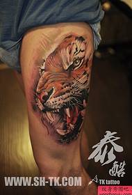 Leg murderous tiger tattoo pattern