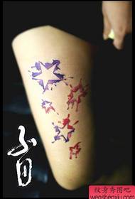 Popular Five- model i tatuazhit të yjeve të theksuar për këmbët e vajzave 46190 @ Modeli i tatuazhit me diamant të gjallë, klasik, shumëngjyrësh diamantë në këmbë