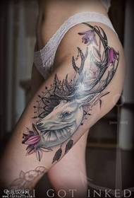 Tatuaggi donna antilope gamba di Tattoo Sharing